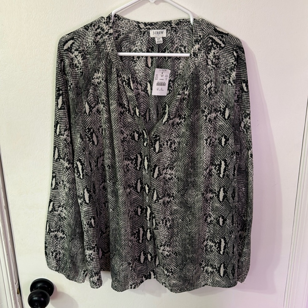 J.Crew Factory - Snakeskin Button Down Blouse - NWT - Size 2X